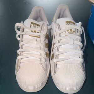 Adidas like new Superstar White and Gold Sneakers